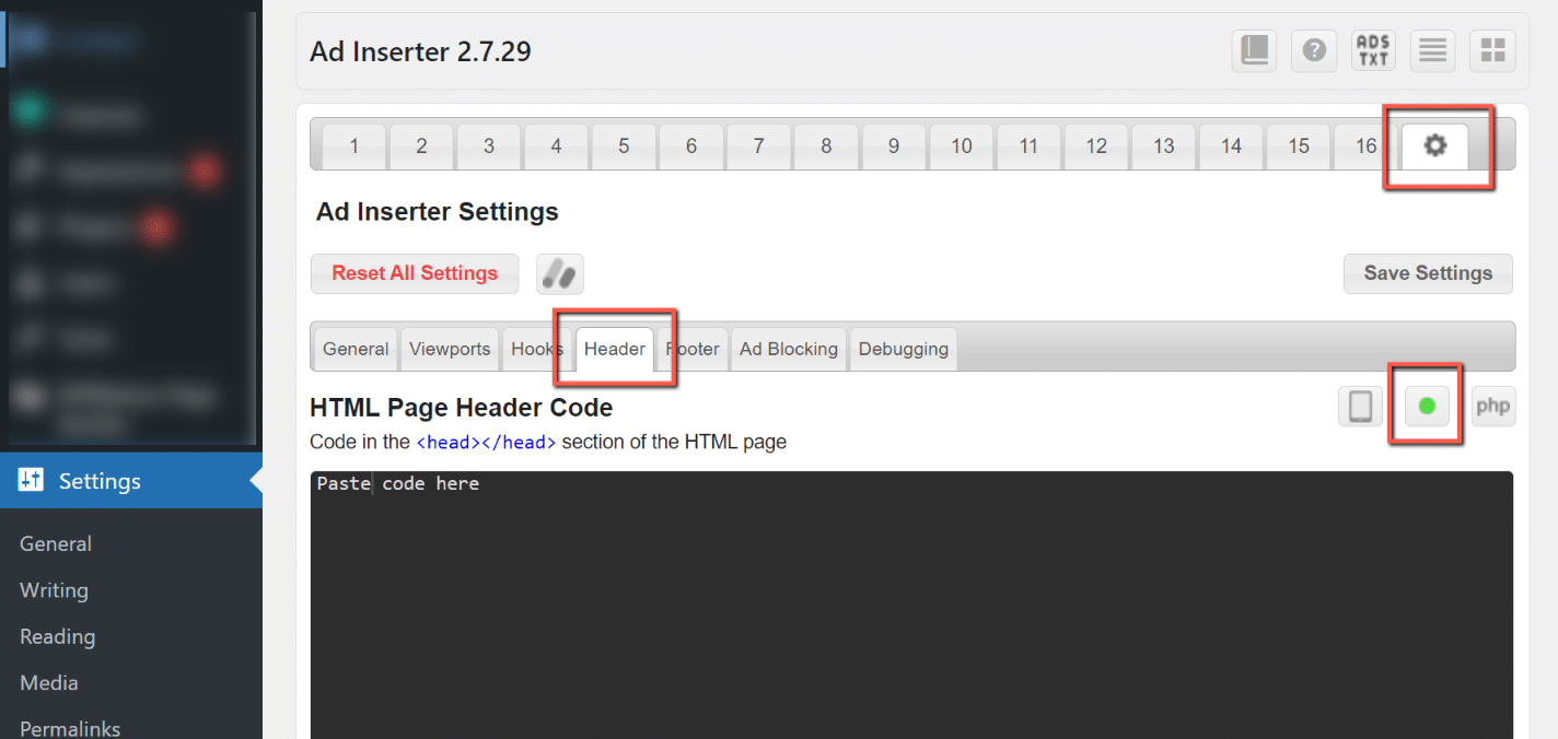 Head code instructions