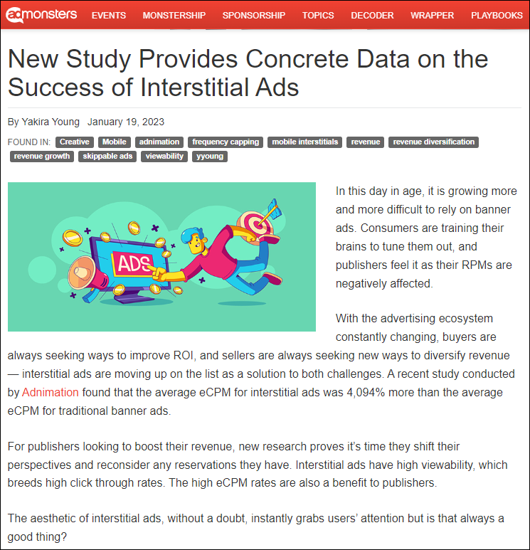 admonsters adnimation interstitial ads study