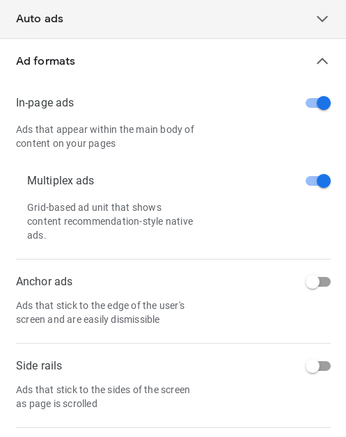 side rail ad on Google auto ads